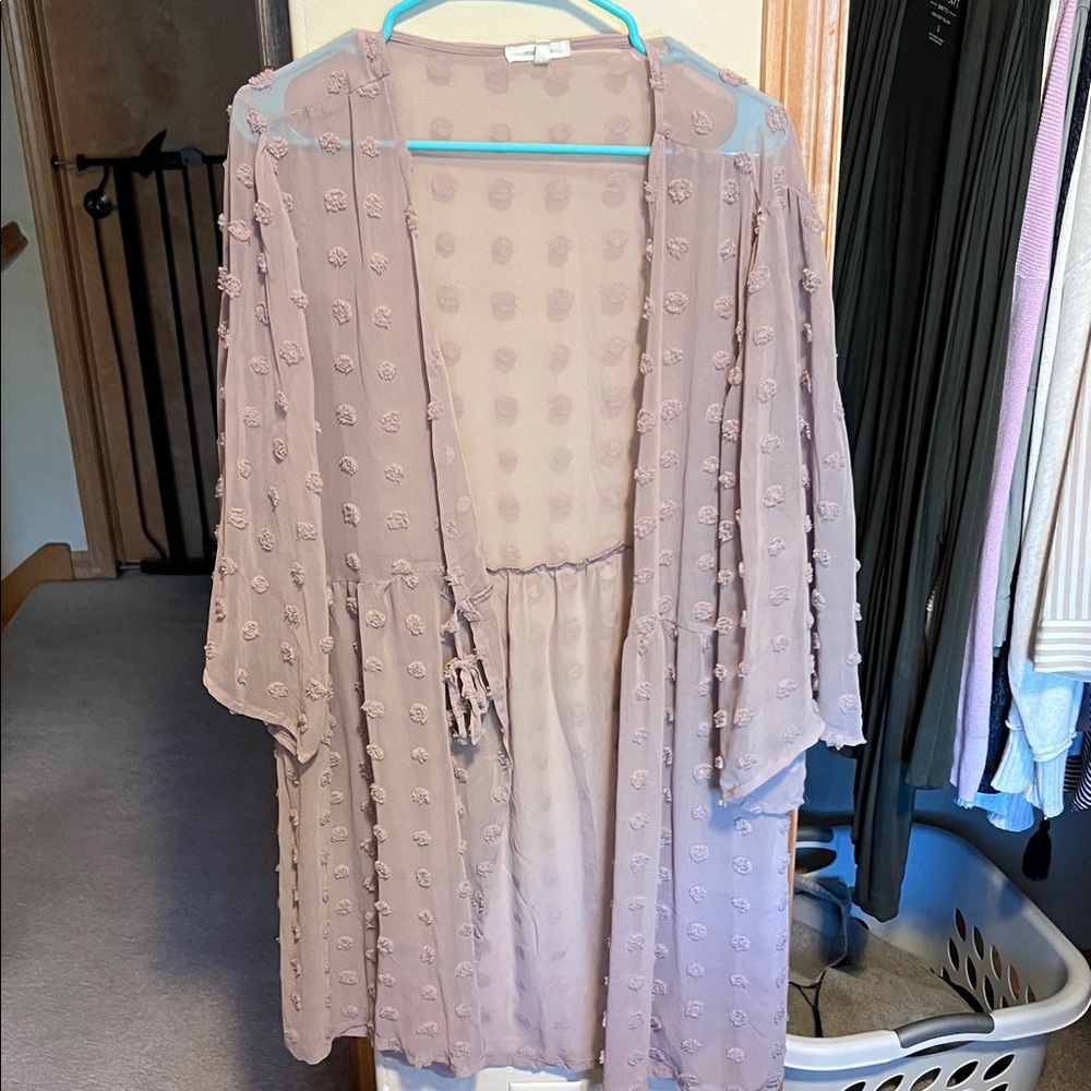 Maurices Mauve Sheer Kimono with Dotted Texture